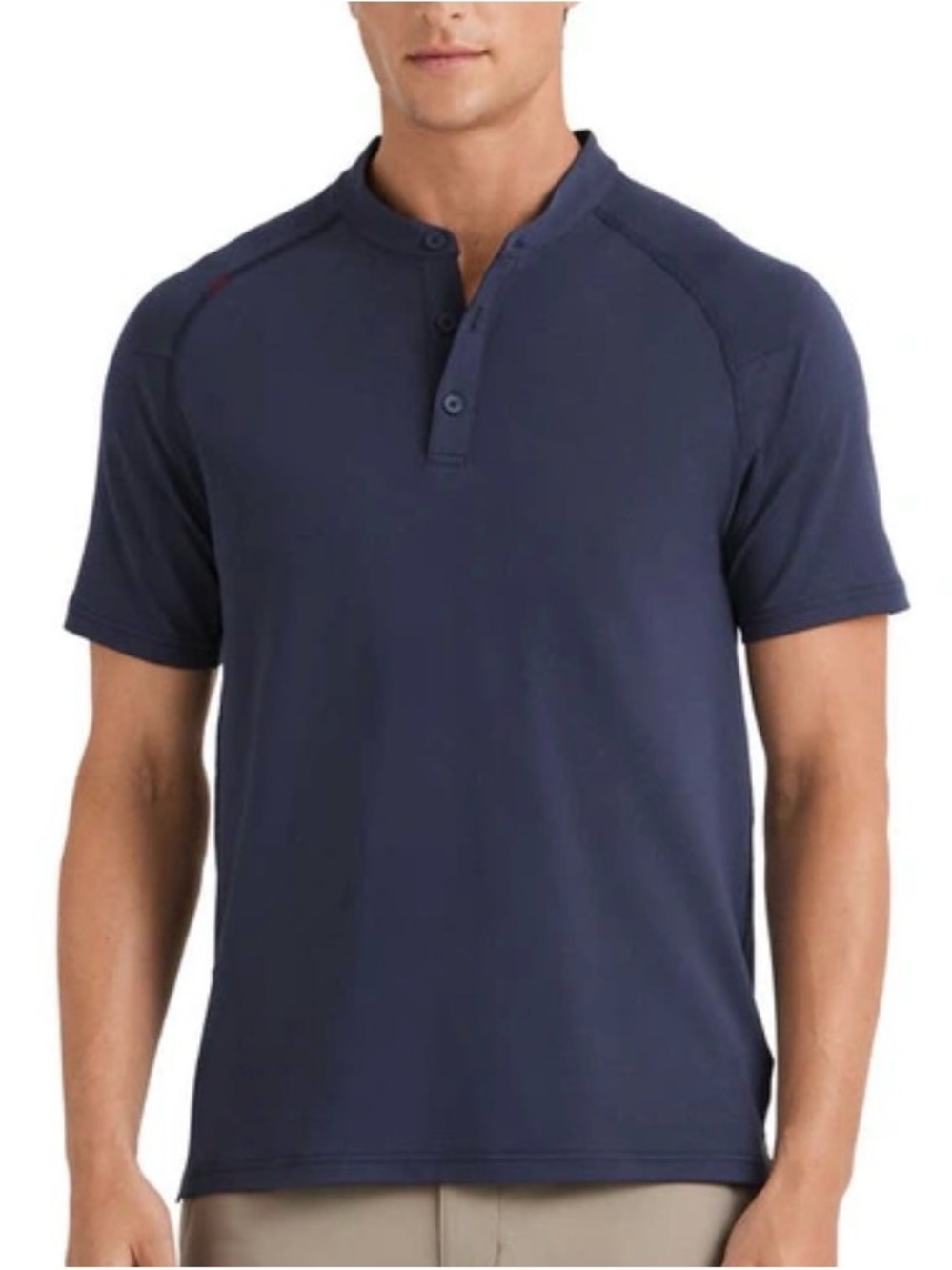 Rhone Delta Piqué Band Collar Performance Polo In Navy